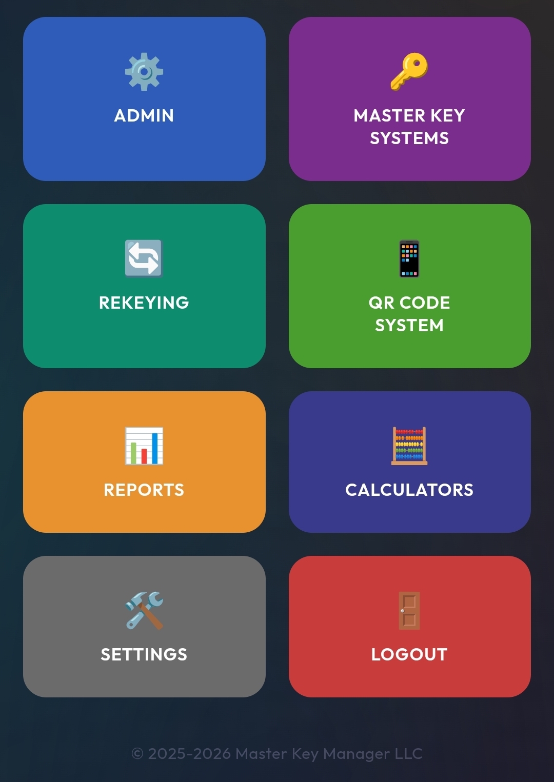 Master key software dashboard dark mode